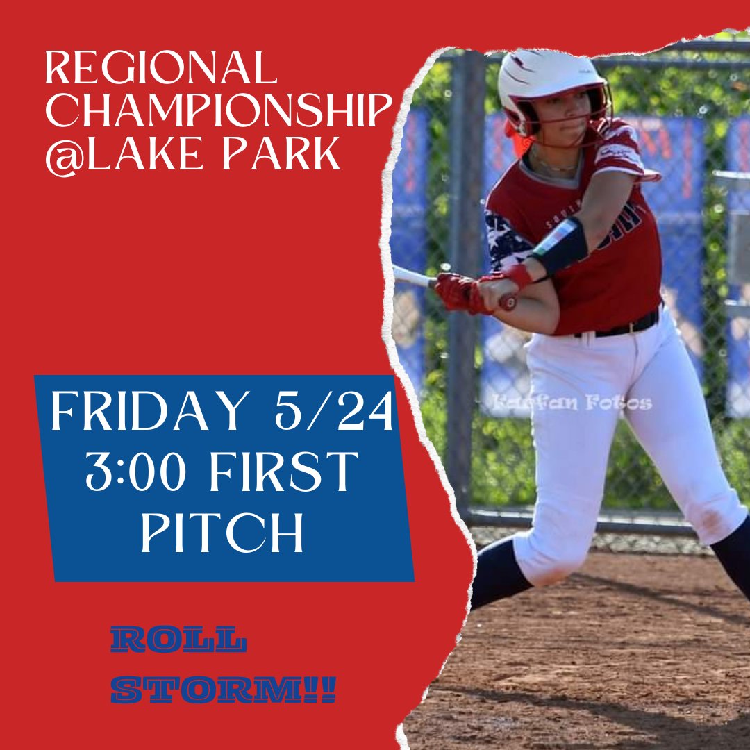 🚨TIME CHANGE FOR TOMORROW'S REGIONAL FINAL 3:00PM AT LAKE PARK🚨