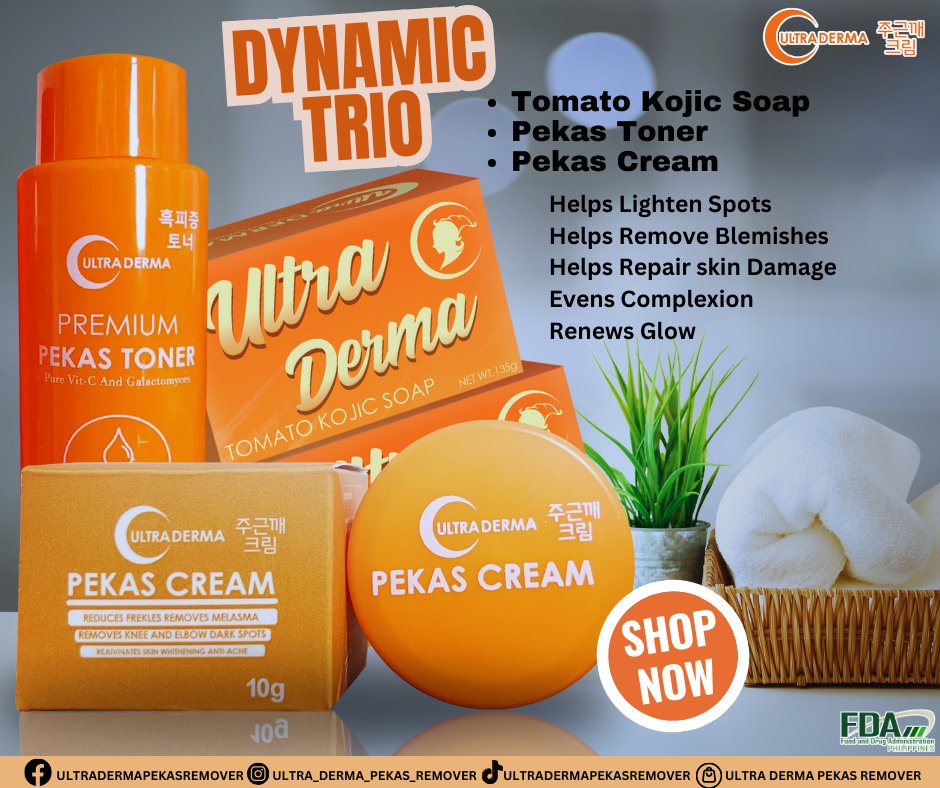 🧡🧡Ultra Derma Trio🧡🧡
🧡🧡Pekas Cream_Pekas Toner_Tomato Kojic Soap🧡🧡
#ultradermapekastoner
#ultradermatrio
#ultradermaduo
#ultradermatomatokojicsoap
#ultradermapekascreamremover
#ultradermapekascream
#FDAapprovedProduct
#dermatologisttested