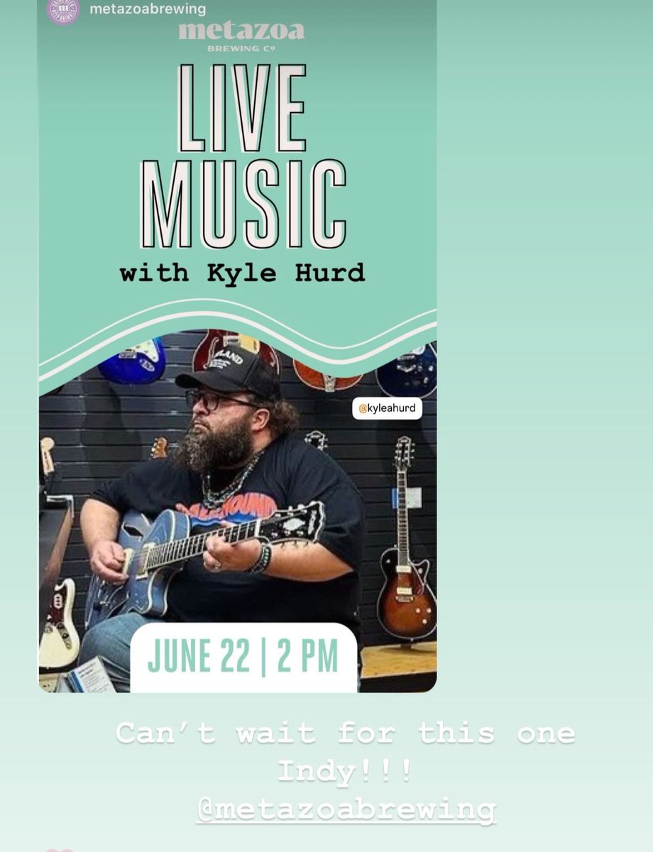 6.22.24
@MetazoaBrewing 
2pm
#livemusic 
#indianapolis 
#dangelicoguitars 
#dogfriendly 
#peopletolerated 
#craftbeer