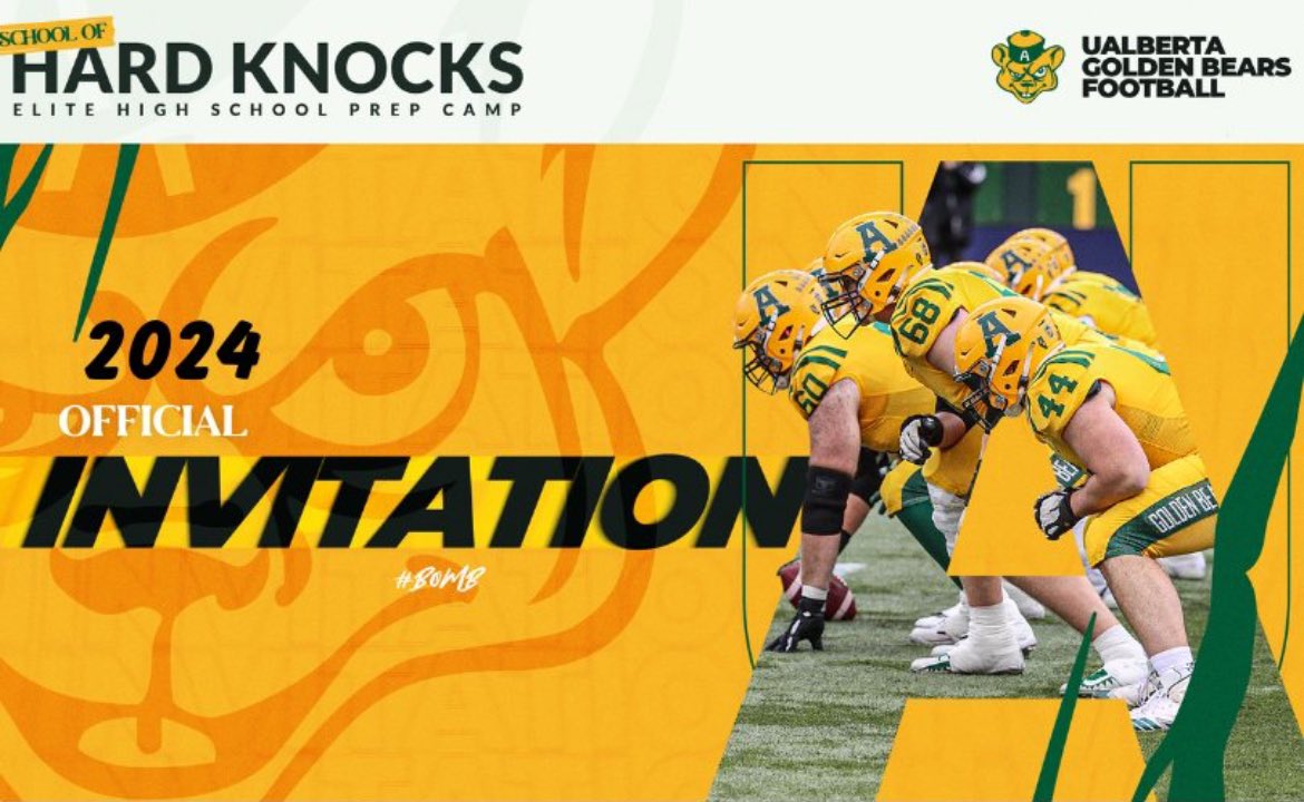 Thank you @UACoachMorris and <a href="/UABearsFootball/">University of Alberta Football</a> for the opportunity to attend the U of A Hard Knocks Camp! Excited to come out and compete!