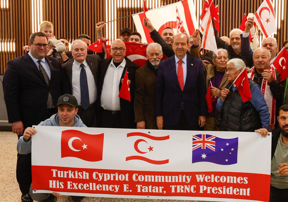 AtaaAustralia's tweet photo. Welcome to Australia, President of the Turkish Republic of  Northern Cyprus, Ersin Tatar.
Undersigned by 30 associations, read Turkish Cypriot demands for a fair go. and historic facts beyond Greek Cypriot propaganda.
https://t.co/wn4WGBeCRC https://t.co/Coa3K0QnJQ