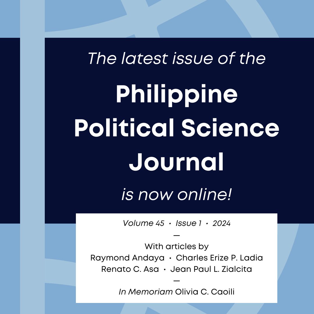 PPSJournal's tweet photo. The latest issue of the Philippine Political Science Journal is now online! Visit https://t.co/gy3S0D5u6A https://t.co/H4BGq56cZK
