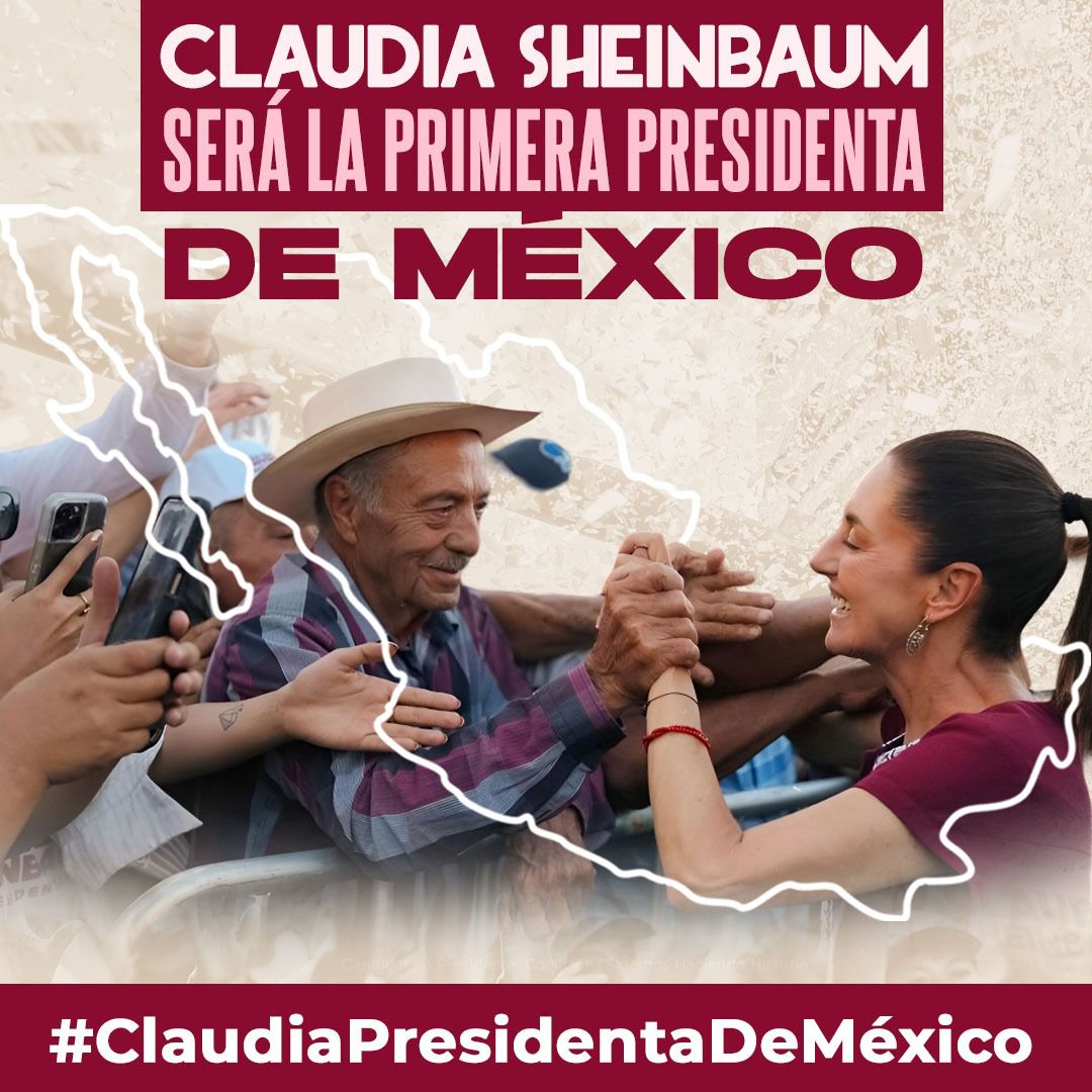 Claudia Sheinbaum será la primera presidenta de México, este 2 de Junio Vota todo Morena y se parte del cambio en nuestro país.

#VotaTodoMorena
#ClaudiaPresidentaDeMéxico