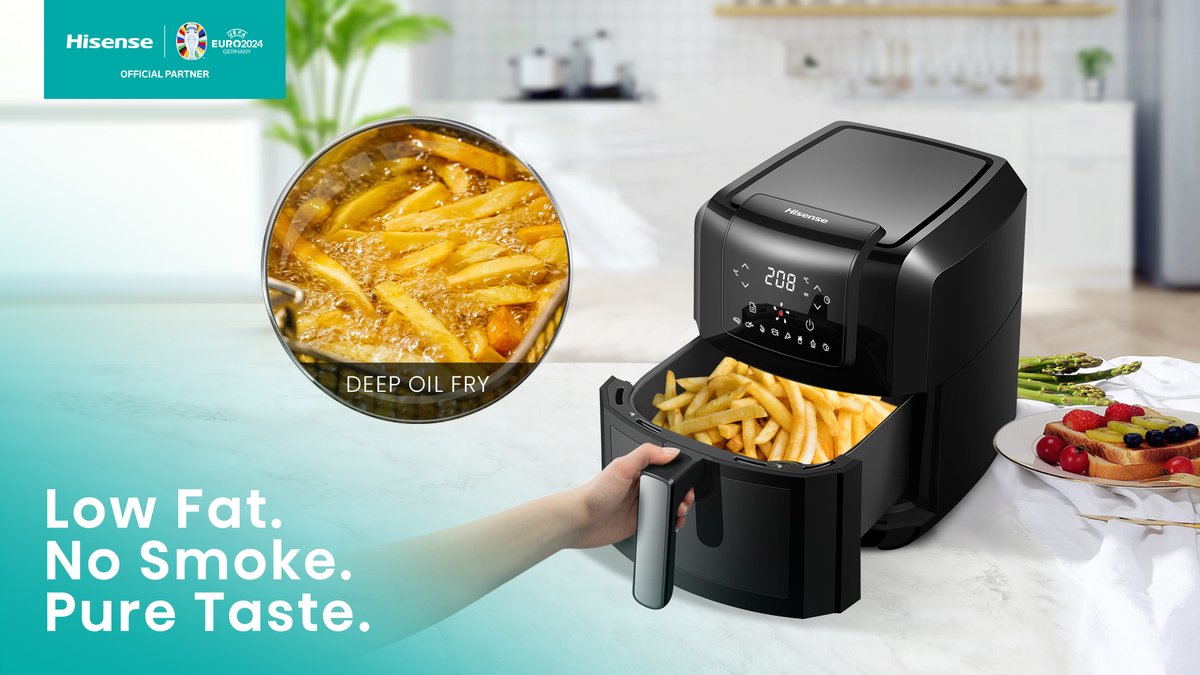 Craving deliciousness without the guilt?🍟Introducing Hisense Air Fryer, where health meets deliciousness. Cook with 90% less fat and savor the taste without the worry. Enjoy the flavor, minus the burden! #Hisense #AirFryer #GoTechAndBeyond #Technology