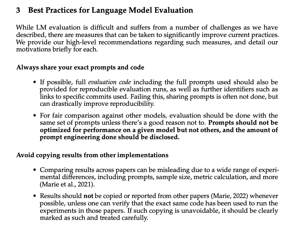 omarsar0's tweet photo. Nice report on challenges in evaluating LLMs. 

It also includes a section on best practices for language model evaluation.

Great read and lessons on the very difficult task of LLM evaluation.

https://t.co/ARV9YCeJ0w https://t.co/WxvpH0MevL