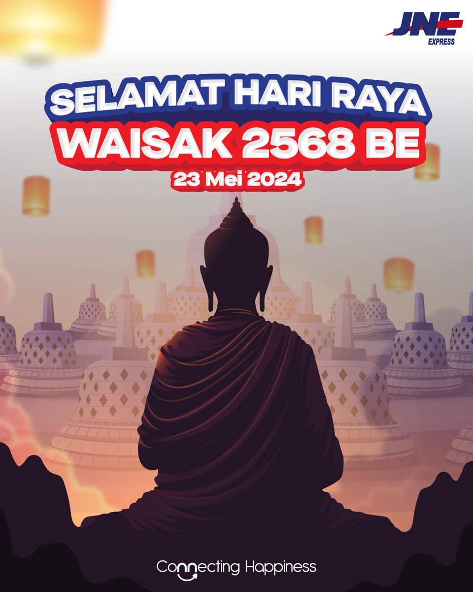 jnemgl's tweet photo. Selamat Hari Raya Waisak 2568 BE

Semoga membawa kedamaian, ketentraman, kesejahteraan dan kebahagiaan bagi semua yang merayakan🙏

#JNE #ConnectingHappiness #JNE33Tahun #JNE33Gasss #GasssTerusSemangatnya #HariWaisak https://t.co/9CCmqpsUIz