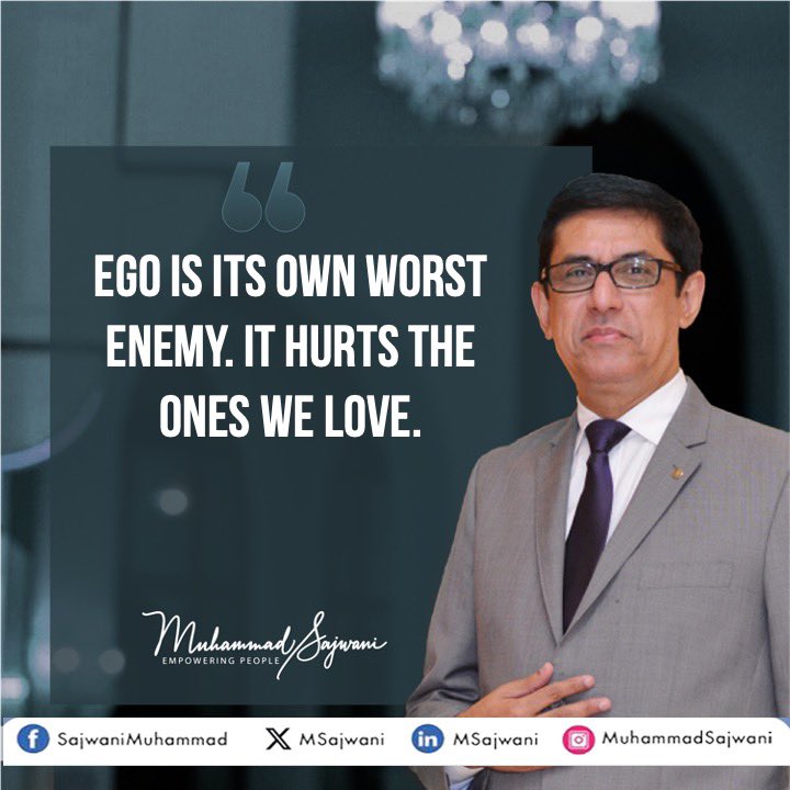 msajwani's tweet photo. Ego is our real enemy because it gives us wicked feedback that is disconnected from reality.
#ego #pride #arrogance #confidence #trust #control #micromanage #feedback #growth #mindset #mecentric #humility
#MuhamamdSajwani
#EvolveHR
#EmpowerPeopleTransformLives
#hrconsultants https://t.co/ZcFsD4sWKu