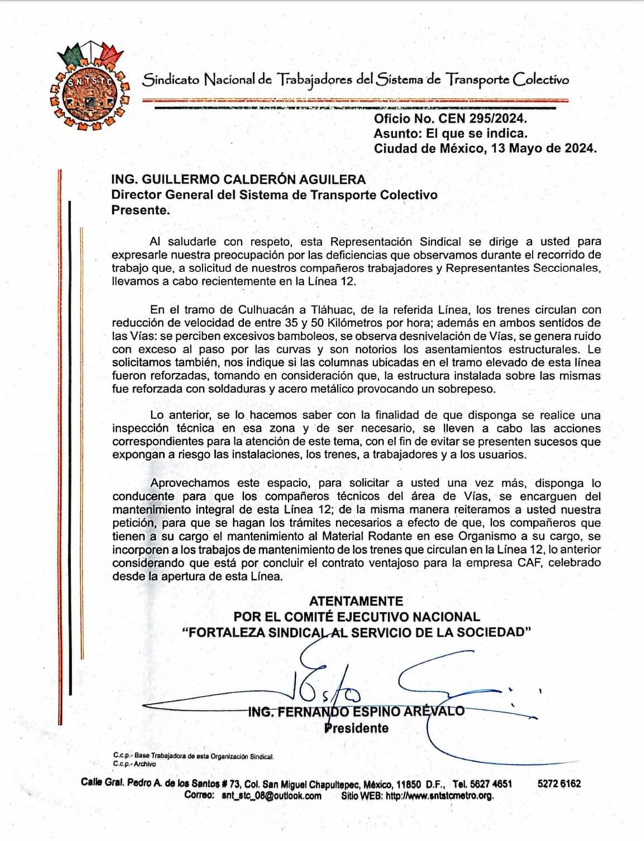 Sindicato Nacional de Trabajadores del STC tweet media