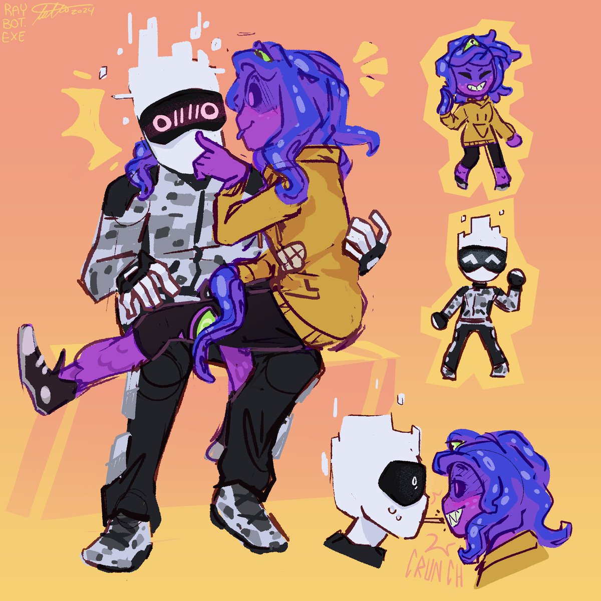 TheGlitchingE's tweet photo. Defect had some interesting encounters with Zoe when he first met her.
Also, chibi versions as a bonus!
Artwork by @RayBotEXE.
#monstersona #monsterprom #monsterpromoc #monsterpromzoe https://t.co/siEG0gURjl
