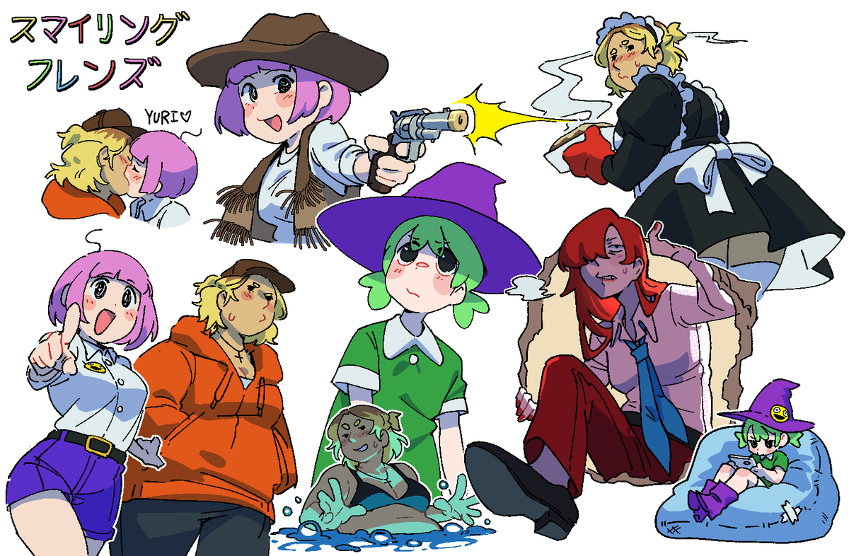 Barley_Juice_'s tweet image. smiling friends if they were anime girls or something