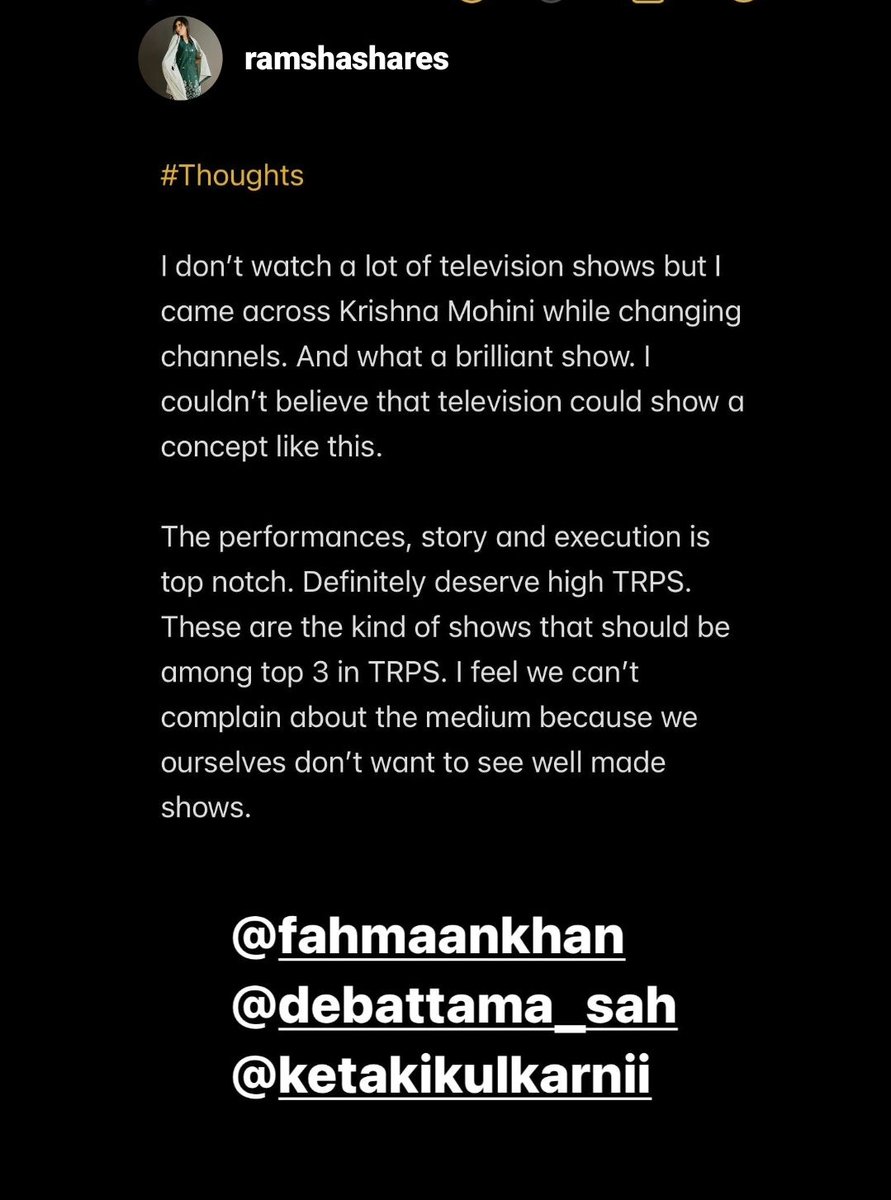 💯💯 true .... Saas Bahu aur raumanc ke alawa kuchh alag dekhna nhi chahta fir hum  sikayat nhi kar sakte ki ITV kuch achha or unique show nhi dikhate .. please watch everyone  #Krishnamohini  bohot acha show hai 
#Fahmaankhan #Debattamasaha 
#aryamanmehta #krishnamohini