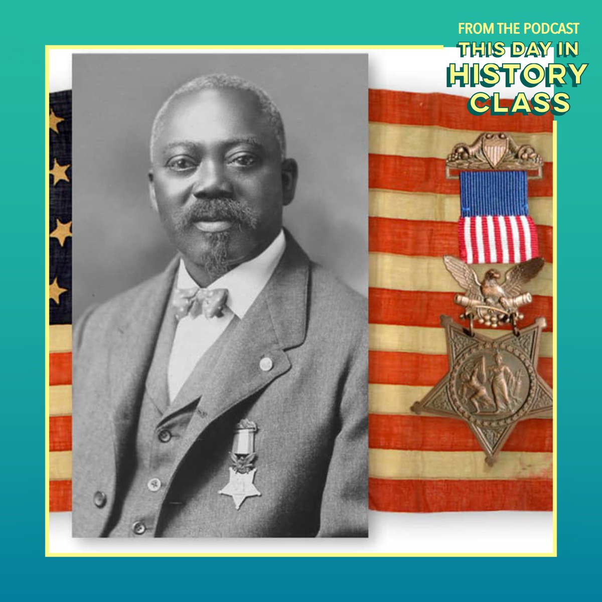 #OnThisDay in 1900, William H. Carney was awarded the Medal of Honor for defending the American flag during the Civil War.

Though wounded, Sgt. Carney refused to drop the flag: he dragged himself up a slope and planted it at the Fort Wagner base.

#todayinhistory #historylovers