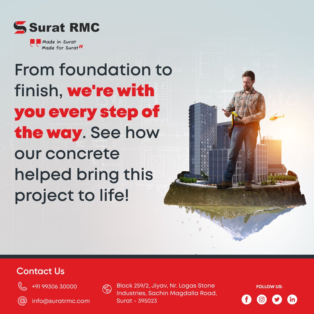 🚧 From foundation to finish, we’re with you every step of the way! 🚧

Our concrete played a crucial role in bringing this amazing project to life.

#Construction #BuildingDreams #ConcreteSolutions #ProjectSuccess #QualityMatters #SuratRMC #RMC #readymixconcrete