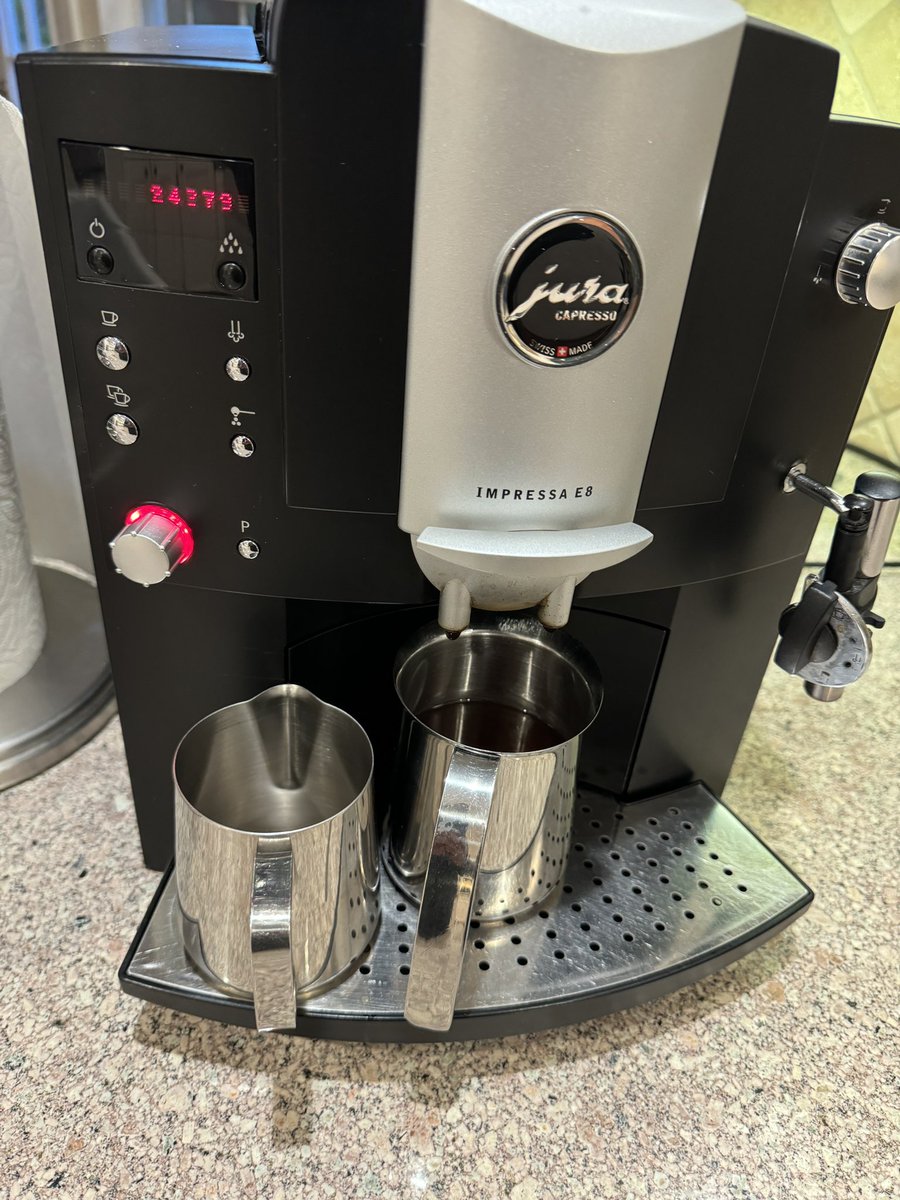 Sadly retiring our Swiss-made @jura_coffee_us Impressa E8 after producing more than 24 thousand shots of espresso over nearly 20 years!