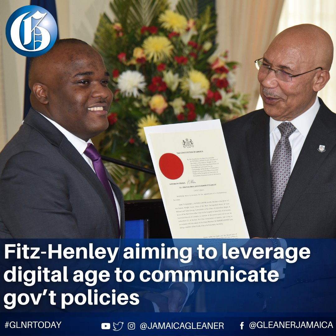 Newly appointed parliamentary secretary Senator Abka Fitz-Henley says he intends to leverage the emerging digital age to effectively communicate to Jamaicans policies of the Andrew Holness administration. Read more: jamaica-gleaner.com/article/lead-s… #GLNRToday