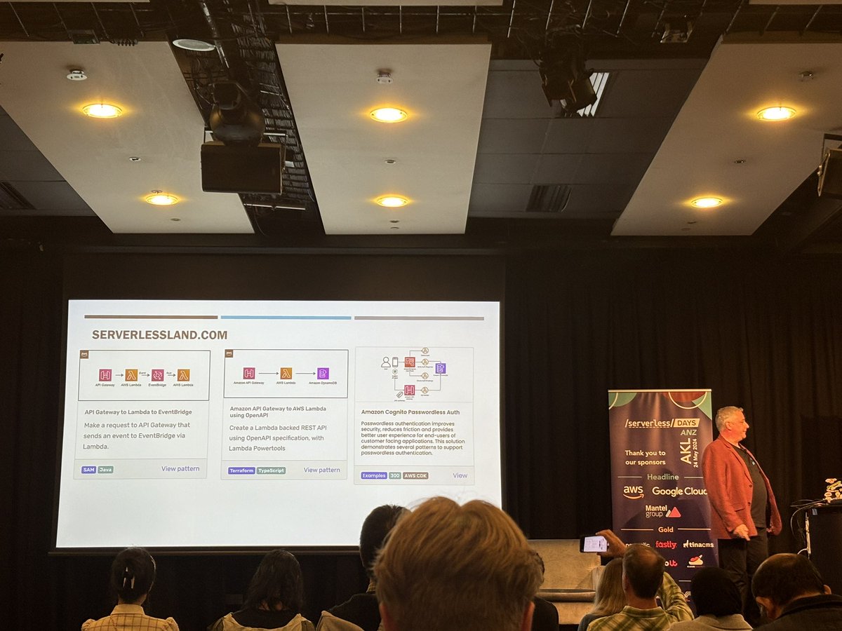“The worst thing about serverless is how easy it is to get started” <a href="/walmsles/">Michael Walmsley</a> at #SLSDaysANZ 

Get your serverless patterns at serverlessland.com