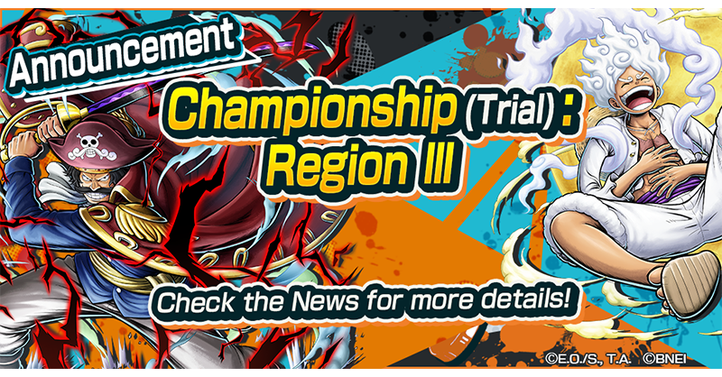 [Event Notice]

The ONE PIECE BOUNTY RUSH Championship is now on!
Check the in-game News for more details!

#BountyRush
#ONEPIECE