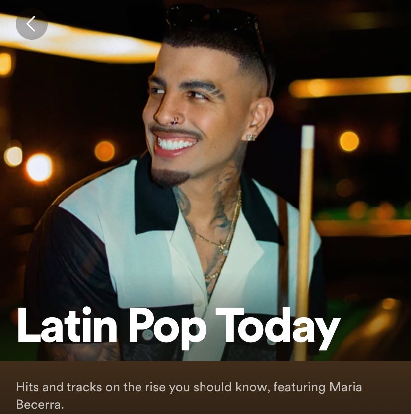 sofiareyesdata's tweet photo. Spotify Playlist — Latin Pop Today (1.9M)

#7 — “EL 100” @sofiareyes &amp; @dannyluxxx (NEW) https://t.co/mDXtNAZlng