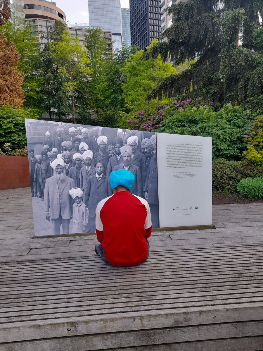 A young Sikh pays his respects at the Komagata Maru memorial in Vancouver.