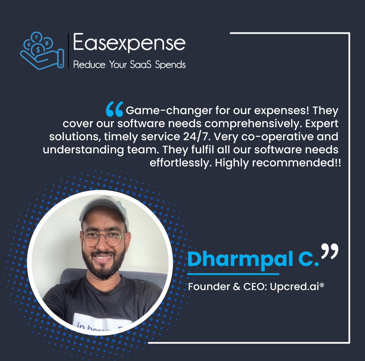 easexpense's tweet photo. We are glad to have some wonderful comments from one of our valued customers! 🎉
We appreciate our client's nice views and faith in our abilities. These kinds of alliances inspire us to keep providing excellence every day.
#CustomerSuccess #TeamWork #ThankYou https://t.co/09Zqjdd9Gq