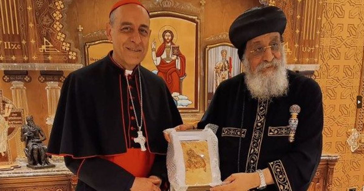 #Vatican's Cardinal Fernandez Meets with #Coptic Orthodox #Pope Tawadros II to Clarify that Blessings 'are not given to the union between individuals' in Fiducis supplicans catholicnewsworld.com/2024/05/vatica…