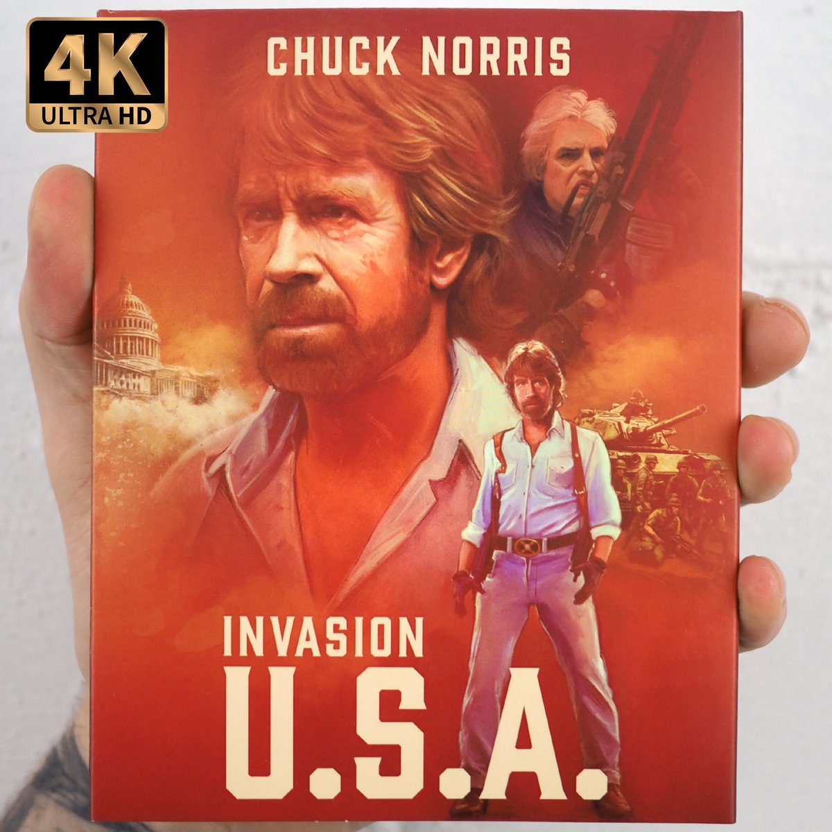 There's only one man capable of stopping a ruthless communist invasion and that's Chuck Norris, star of Joseph Zito's 80s action classic, from Cannon Films: INVASION U.S.A., which has fought its way to 4K UHD in a spectacular new restoration. vinegarsyndrome.com/products/invas…