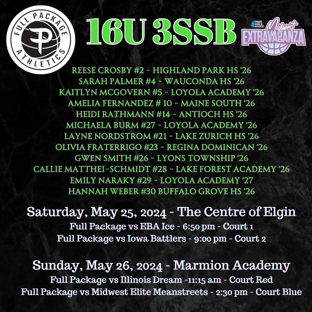 Layne Nordstrom (@laynenordstrom) on Twitter photo Schedule for this weekend in Elgin, IL!! <a href="/FullPackageGrls/">Full Package Athletics 3SSB Girls</a> <a href="/lzgirlsbball/">Lake Zurich HS Girls Basketball</a> Schedule for this weekend in Elgin, IL!! <a href="/FullPackageGrls/">Full Package Athletics 3SSB Girls</a> <a href="/lzgirlsbball/">Lake Zurich HS Girls Basketball</a>