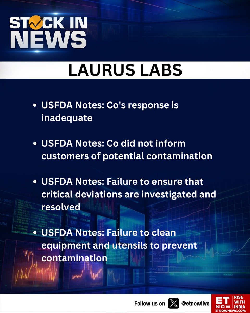 Stocks In News | Laurus Labs receives letter from USFDA; letter format looks like that of warning letter