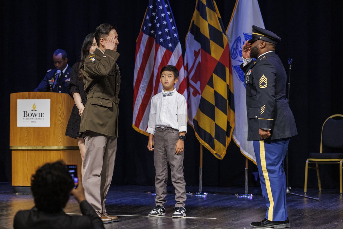 PresBreaux's tweet photo. Congrats  to our 21 newly commissioned officers of the @BowieState ROTC Bulldog Battalion. We are thankful for their commitment to the nation and so appreciative of their families who joined the @BowieState Bulldog Battalion Commissioning Ceremony today. https://t.co/ehJFmExcfx https://t.co/zxqrr1dqz5