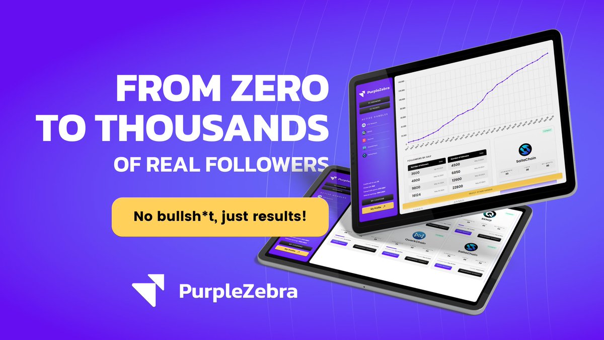 🚀 Ready to skyrocket your Twitter following? PurpleZebra's growth hacking services take you from 0 to 100K REAL followers in no time! No BS, just results.

👉purplezebra.io

#TwitterGrowth #XGrowth