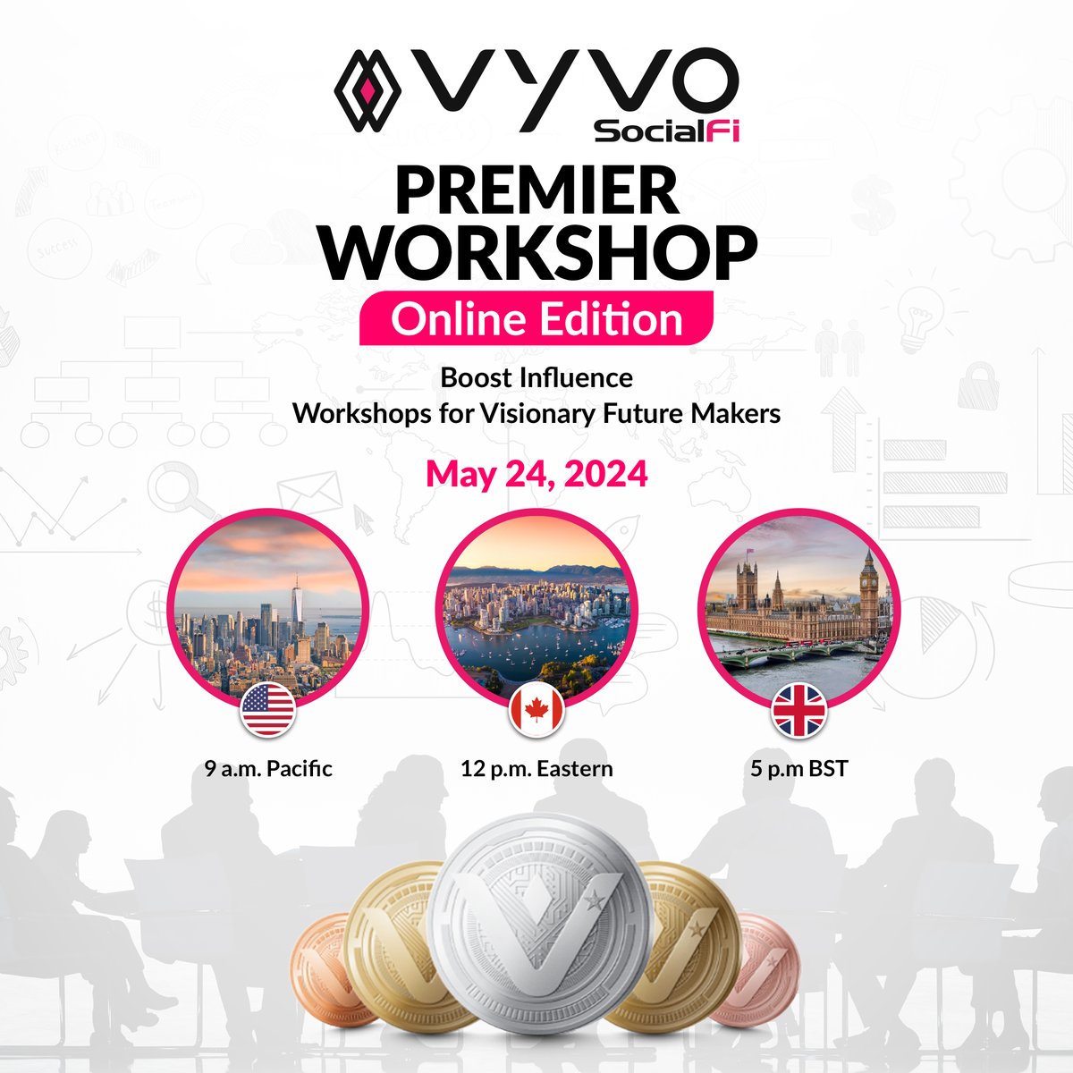 VyvoSocialFi's tweet photo. ๐ข Premier Influencers in UK, Canada, USA! This is YOUR chance to take your #Vyvo Influencing skills to the next level! Don't miss our exclusive online #PremierWorkshop happening TODAY, Friday, May 24th. Check your inbox now for the zoom link to join this can't-miss workshop! ๐ฏ https://t.co/j6z8bXeHba