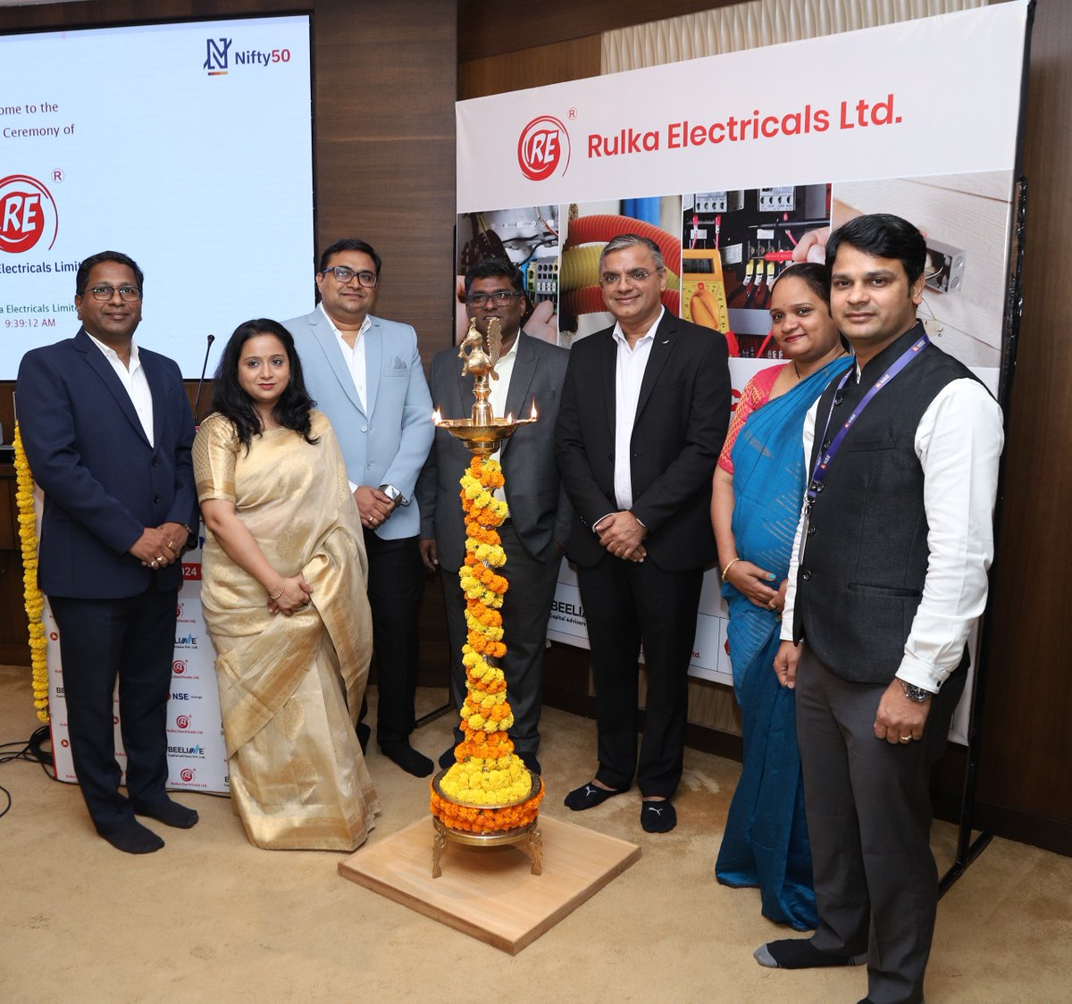 Congratulations Rulka Electricals Limited on getting listed on NSE Emerge today! The company is an electrical and Fire-Fighting solutions company. The public Issue was of Rs. 2,639.52 lakhs at an issue price of Rs.235 per share. #NSEIndia #NSEEmerge #listing #IPO #StockMarket