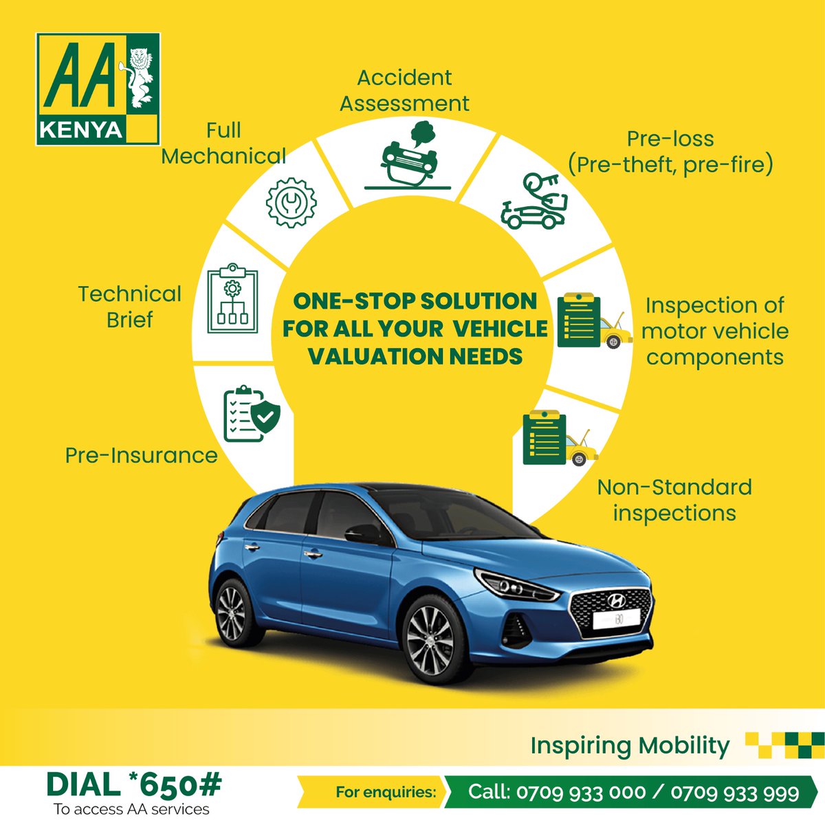 For all your vehicle valuation and inspection needs, talk to AA Kenya. We provide accurate, professional, and on-time motor vehicle valuation and inspection reports. For more information call us on 0709933000/999 or visit any of our branches countrywide. #AAKenyacares