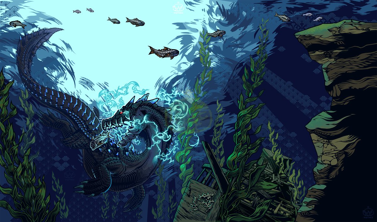 Lagiacrus Monster Hunter PC case first two panels complete! More to come.