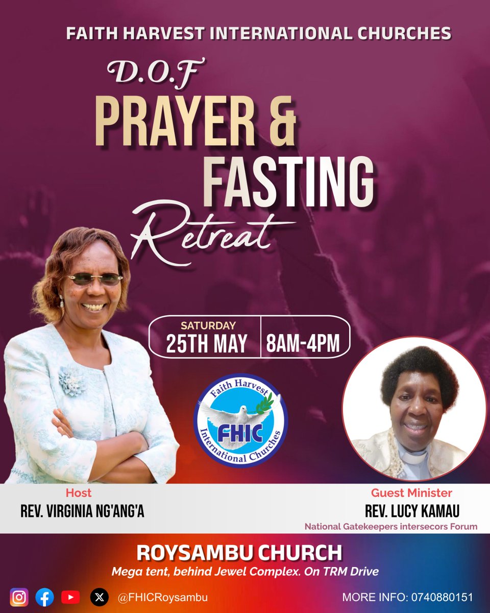 FHICRoysambu's tweet photo. It's that time of the month again where we gather for prayer and fasting while seeking God. Welcome to faith harvest International churches Roysambu this Saturday. You can not afford to miss  it. #Kenya #FridayMotivation #weekendform https://t.co/degotatSij