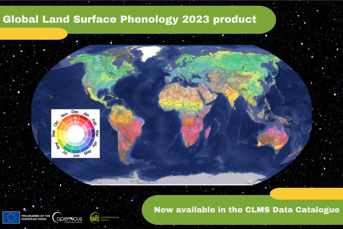 The new 2023 Land Surface #Phenology product is now available on the #CLMS website. 🌍🎉 It monitors vegetation, providing insights into green biomass, photosynthetic activity, & vegetation phenology & productivity. Access the 14 datasets on our website 👉land.copernicus.eu/en/news/global…