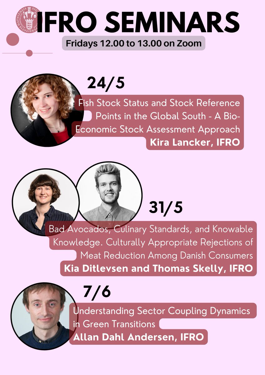 See you today today at 12:00 CET on Zoom? Yes! Our Tenure-Track Assistant Professor Kira Lancker will present her newest research within #resourceeconomics, taking questions at the end of the seminar. Participate via link here: ifro.ku.dk/english/events…