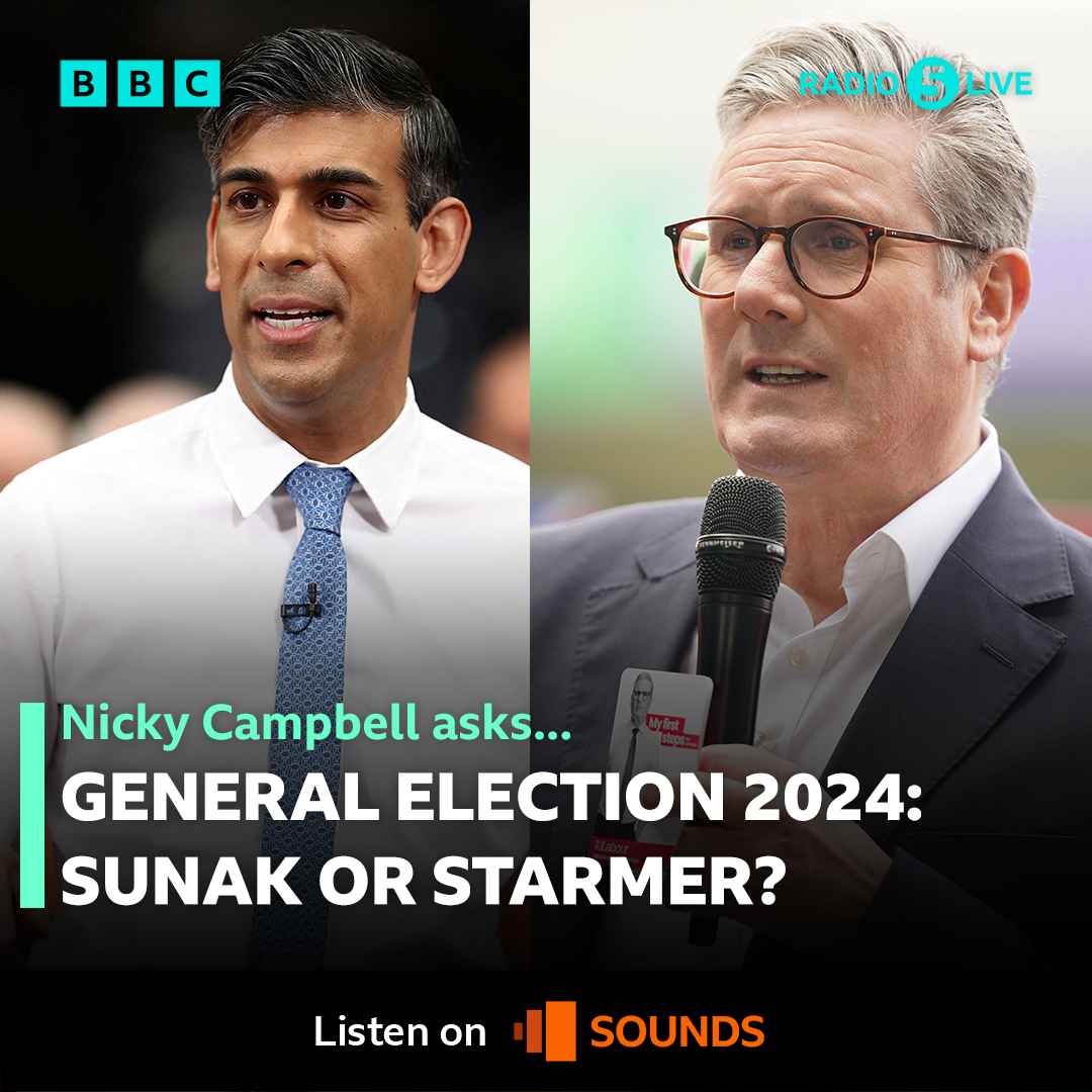 Who do you want to be the next prime minister? Rishi Sunak says economic stability has returned under his Conservative leadership. Labour’s Keir Starmer says the election is a chance to 'turn the page'. @NickyAACampbell asks: General Election 2024: Sunak or Starmer?