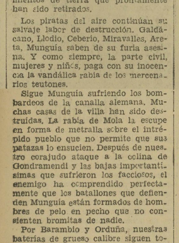 1937ko maiatzaren 24an, abiazio faxistak #Mungia eta Gatika erasotu zituen. Maiatzaren 1ean bonbardaketak hasi zirenetik, 20. egunez ekin zioten faxistek beste behin erasoari.