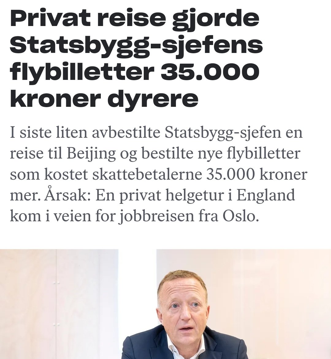 Selvfølgelig skal vi sponse hans spontane private reiser, han har bare 5mill i året slik som en gj.snittlig nordmann 🙄