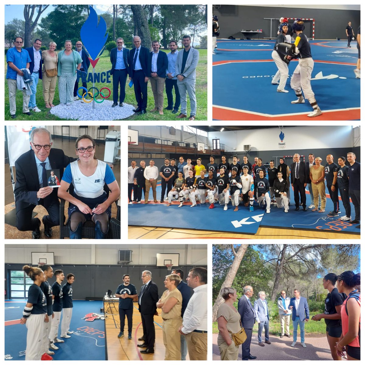 #JOP2024 | Au  #CREPS de Boulouris, le préfet du #Var  a encouragé les athlètes en préparation pour les Jeux Olympiques et Paralympiques de Paris 2024➡️ l'équipe de #France de taekwondo, la paratriathlète Elise Marc mais aussi les pôles espoir de volley et de hand ainsi que des