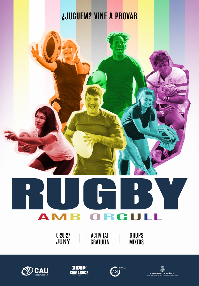 SamarucsLGTB's tweet photo. 🏈 T’agradaria prendre un primer contacte amb el rugby? Samarucs + CAU et conviden a unes tornades de portes obertes. 6, 20 i 27 de jury, València. +info: activisme@samarucs.org https://t.co/YbvmlKIstQ