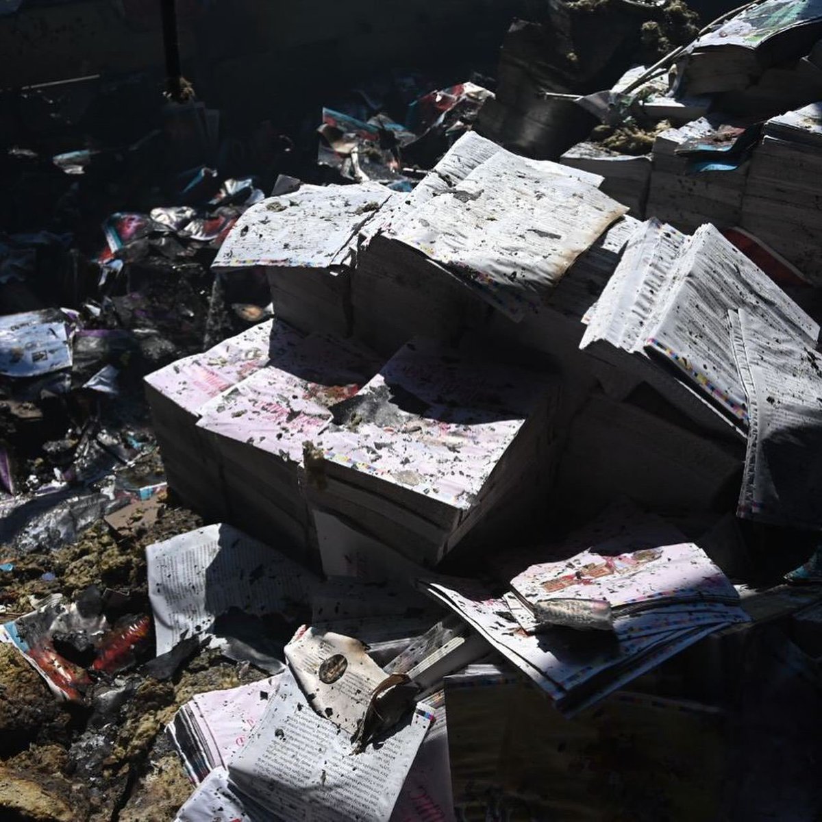 50 000 of new Ukrainian books. Fifty thousand. That's the quantity Russians burnt yesterday just a week before one the biggest book fairs in Ukraine. That books will never get to their readers. That's what Russia has been doing with our books for centuries. 📷 Ihor Leptuha