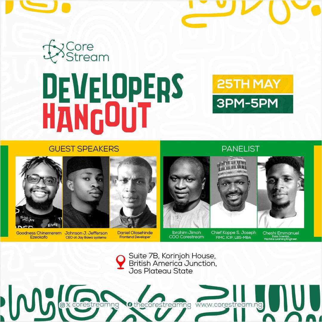 🟢Alert: Speakers Reveal🟢

Just a few more hours till the biggest gathering of developers in Jos. 

Trust you have registered. Click forms.gle/7dyMPcRsjqSDXB… if you haven't. 

Make sure to be there. You don't want to miss this😎
