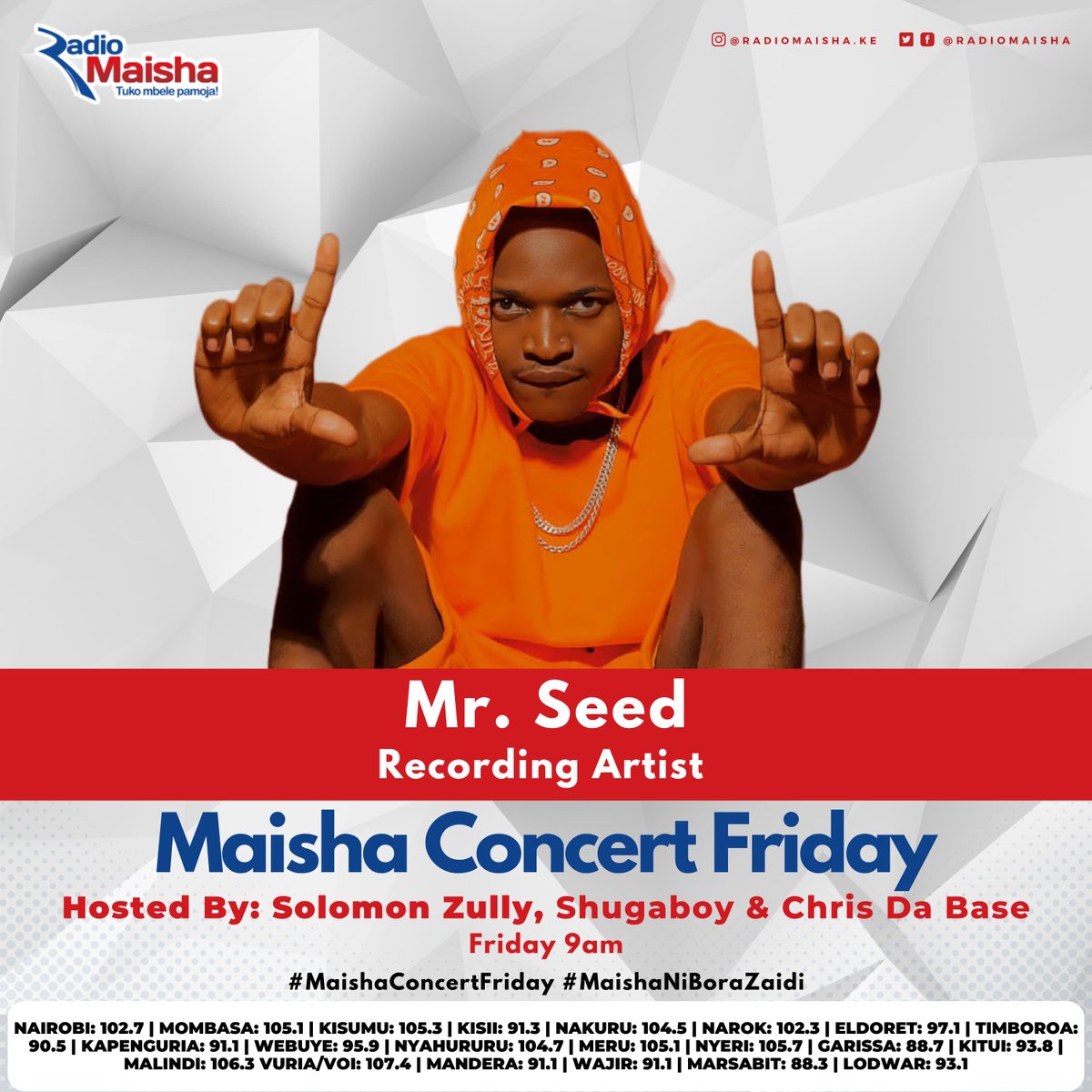 Next up on Maisha Concert Friday, Mr. Seed na Dogo Richie live in studio. #MaishaConcertFriday #MaishaNiBoraZaidi #RadioZaidiYaRadio