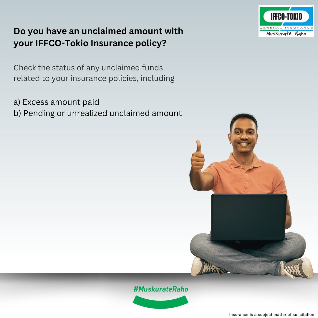 At IFFCO Tokio, we strive to ensure you receive your rightful benefits. If you have an unclaimed amount with your IFFCO-Tokio Insurance policy, you can easily track its status using the link below: bit.ly/4b60NaG #IFFCOTOKIO #MuskurateRaho #UnclaimedAmount