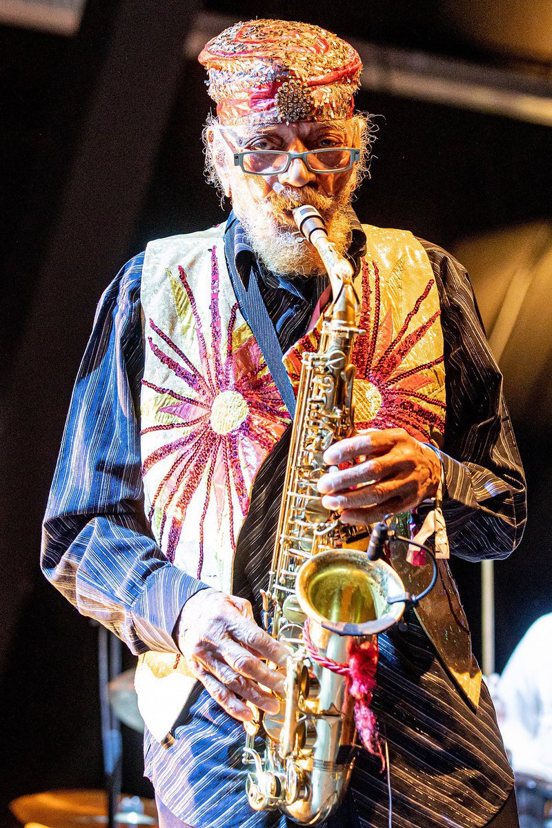 SunRaUniverse's tweet photo. My work is an extension of Sun Ra's mission to provide for the spiritual healing of the planet earth. 
(Marshall Allen) https://t.co/WvB9QooXbG