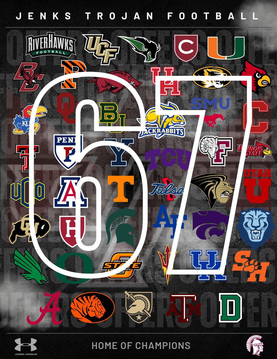 JenksFootball's tweet photo. Standing at 67 OFFERS from 46 Universities💥👀💨 with MORE on the way!😏 @SamStone1515 @kaydinjoness @SemajStanford4 @jacobsen_cash @JackWiltshire55 @JonesOwen17 @BrodyHenderson_  @kaidillard2 https://t.co/Dq222jkr4Y