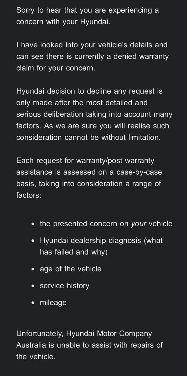 nishant7291's tweet photo. @HyundaiAus Tried Direct messaging you but no response. 
BTW 8.5 year old car, 167,000 km, bought from Hyundai dealership (in Feb 2019) and regularly serviced from Hyundai genuine dealership. 
(FYI  i had spent 5k on parts already last year)

Engine gone!! Thank you https://t.co/q9BpqBtSim
