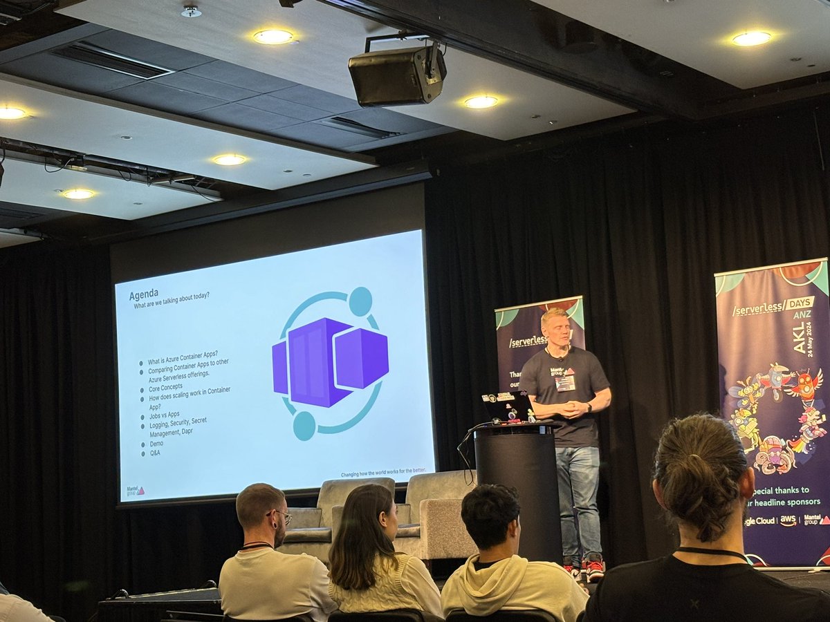 .<a href="/willvelida/">Will Velida 🇺🇦</a> shows us the ins and outs of Azure Container Apps at #SLSDaysANZ

Englishman Will lived in Auckland for 13 years 🇳🇿 but now lives in Melbourne 🇦🇺.

(Who will claim him? Will he be our serverless pavlova?)